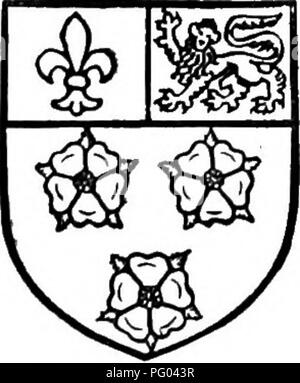 . Die Victoria Geschichte der Grafschaft von Bedford. Natural History. Eine GESCHICHTE VON BEDFORDSHIRE. King's C o l l e g k, Cambridge. Sable Drei Lilien argent und einen Chief Partei Azure 7 afleur de Hi oder und Gules vjith ein Leopard oder. Für 1522 Farley wurde wieder Krone Eigentum.*" Lysons bietet eine Annahme, auf keine feststellbaren Autorität basiert, und nicht durch seine spätere Geschichte erhärtet, dass King's College Farley vermittelt hatte nach St. Albans im Austausch gegen andere Länder.^"' St. Albans cer-tainly wird versucht, einige Anspruch auf Farley, der neben seinen eigenen Landsitz o zu erzwingen Stockfoto