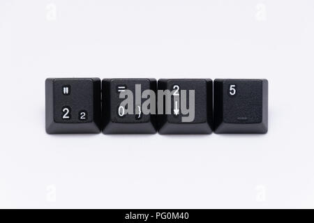 Schwarzen Tasten der Tastatur mit verschiedenen Wörtern oder Namen Stockfoto
