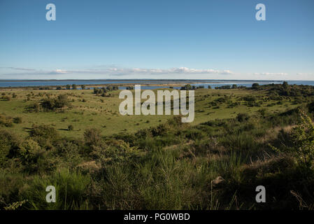 Ändern Bessin ist eine Landzunge im Norden der Insel Hiddensee in der Ostsee westlich von Deutschlands größter Insel Rügen, nur 400 Jahren gebildet. Stockfoto