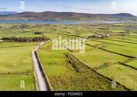 Antenne drone Bild von Valentia Island, auf den Skellig Ring, County Kerry, Irland Stockfoto