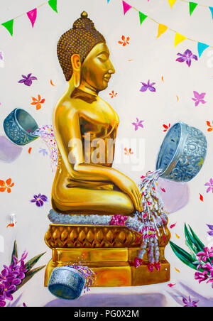 Songkran Artwork Bangkok Thailand 2 Stockfoto