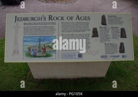 Jedburghs Rock of Ages. John O'Groats (Duncansby head) zu den Ländern Ende Ende Trail zu beenden. Scottish Borders. Schottland. Großbritannien Stockfoto