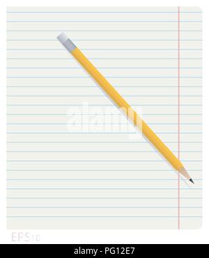 Vector Illustration eines Stifts liegen auf Notebook Blatt im Einklang mit den Feldern Stock Vektor