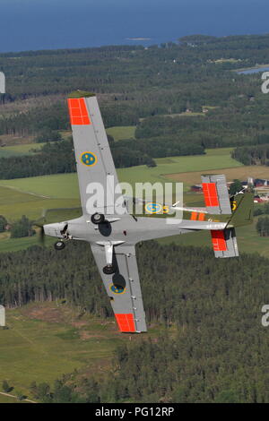 SK-61 SCOTTISH AVIATION BULLDOG DER SCHWEDISCHEN LUFTWAFFE historischen Flug. Stockfoto