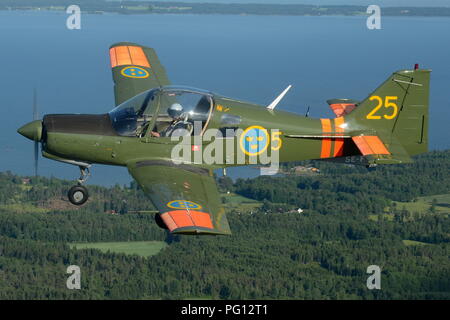 SK-61 SCOTTISH AVIATION BULLDOG DER SCHWEDISCHEN LUFTWAFFE historischen Flug. Stockfoto