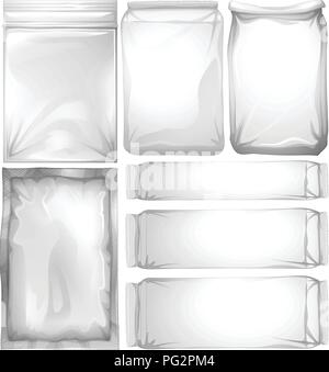 Set aus Kunststoff Pakete Abbildung Stock Vektor