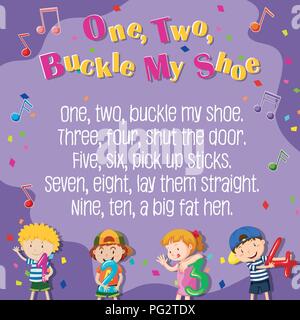 One Two buckle my Shoe poster Abbildung Stock Vektor