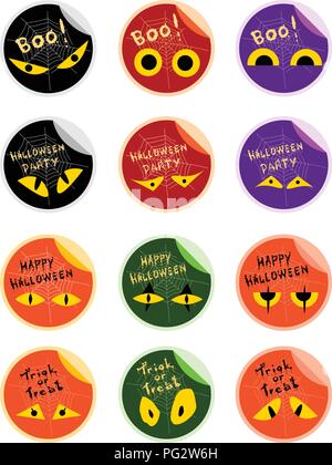 Abbildung des bösen Spinnen Sticker für Halloween Feier Party am 31. Oktober. Stock Vektor
