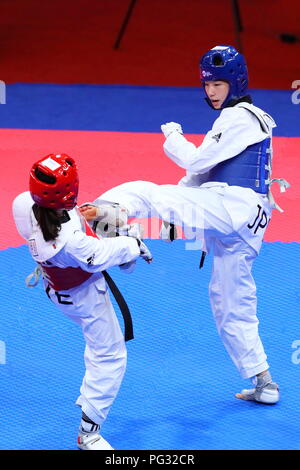 Jakarta, Indonesien. 23 Aug, 2018. Miyu Yamada (JPN) Taekwondo: Frauen -49 kg im Jakarta Convention Center Plenarsaal während der 2018 Jakarta Palembang Asian Games in Jakarta, Indonesien. Credit: Naoki Nishimura/LBA SPORT/Alamy leben Nachrichten Stockfoto