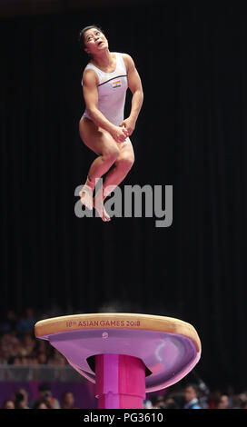 Jakarta, Indonesien, 23. August 2018: Turnen - Voult Frauen: Indiens Nayak Pranathi in voult am Donnerstag in Jakarta. SESHADRI SUKUMAR Credit: SESHADRI SUKUMAR / alamy Leben Nachrichten Stockfoto