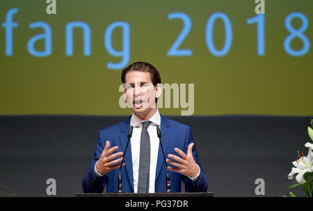 Erfurt, Deutschland. 23 Aug, 2018. Der österreichische Kanzler Sebastian Kurz von der Österreichischen Volkspartei (OVP) Rede Beim Jahresempfang der CDU-Fraktion im Thüringer Landtag. Quelle: Britta Pedersen/dpa-Zentralbild/dpa/Alamy leben Nachrichten Stockfoto