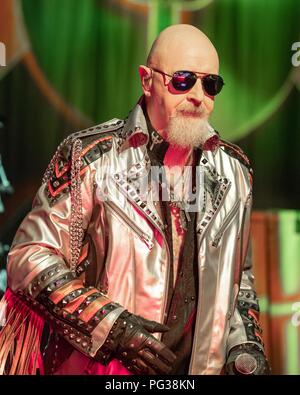 Tinley Park, Illinois, USA. 22 Aug, 2018. ROB HALFORD von Judas Priester während der lange Abschied Tour im Hollywood Casino Amphitheater in Tinley Park, Illinois Credit: Daniel DeSlover/ZUMA Draht/Alamy leben Nachrichten Stockfoto