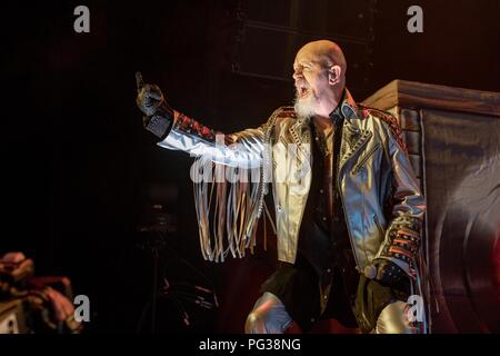 Tinley Park, Illinois, USA. 22 Aug, 2018. ROB HALFORD von Judas Priester während der lange Abschied Tour im Hollywood Casino Amphitheater in Tinley Park, Illinois Credit: Daniel DeSlover/ZUMA Draht/Alamy leben Nachrichten Stockfoto