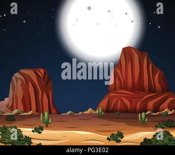 Eine wüste Vollmond Nacht Abbildung Stock Vektor
