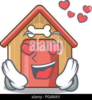 In der Liebe Hund Haus isoliert auf Maskottchen Karikatur Stock Vektor