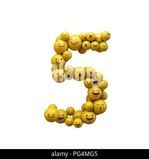 Nummer 5 emoji Schriftart. 3D-Rendering Stockfoto