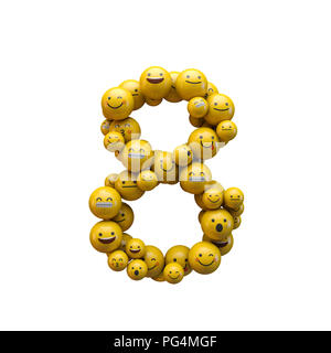 Nummer 8 emoji Schriftart. 3D-Rendering Stockfoto
