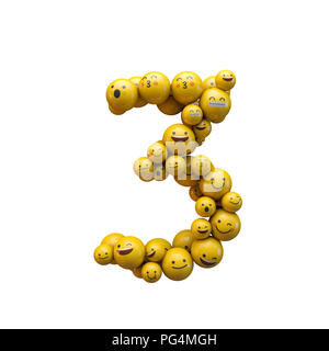 Nummer 3 emoji Schriftart. 3D-Rendering Stockfoto