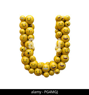 Buchstabe U Emoji-zeichen Font. 3D-Rendering Stockfoto