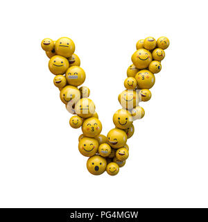 Buchstabe V Emoji-zeichen Font. 3D-Rendering Stockfoto