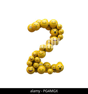 Nummer 2 emoji Schriftart. 3D-Rendering Stockfoto