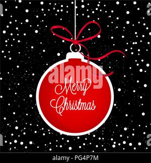 Weihnachten schwarzen und weißen Hintergrund mit roten Christmas Ball Stock Vektor