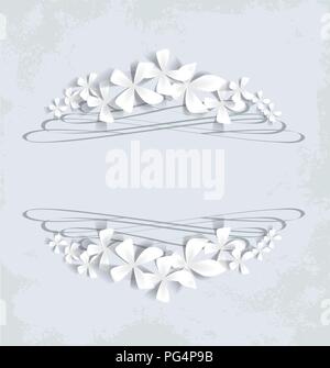 Vintage Frame mit weißen Blumen für Grußkarten Stock Vektor