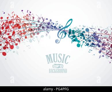 Vektor musikalischen Hintergrund mit farbigen Noten Stock Vektor