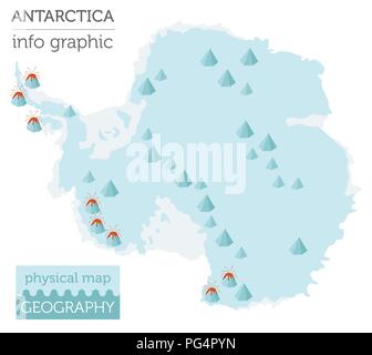 Antarktis physische Karte Elemente. Ihre eigene Geographie info Graphische Sammlung aufzubauen. Vector Illustration Stock Vektor