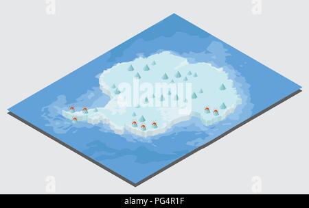 Isometrische 3d-Antarktis physische Karte Elemente. Ihre eigene Geographie info Graphische Sammlung aufzubauen. Vector Illustration Stock Vektor