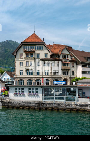 Luzern, Schweiz, 25. Mai 2016, Starten Reise auf dem Vierwaldstättersee, Brunnen, © Peter SPURRIER Stockfoto