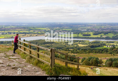 Blick von oben auf Rivington Pike, Bolton, Lancashire. Stockfoto