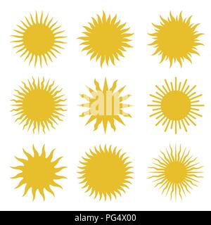 Strahlen, Balken Element. Sunburst, starburst Form auf Weiß. Strahlende, radial, Zusammenführen von Linien. Abstrakte kreisrunden geometrischen Form. Vektor einrichten Kollektion. Stock Vektor