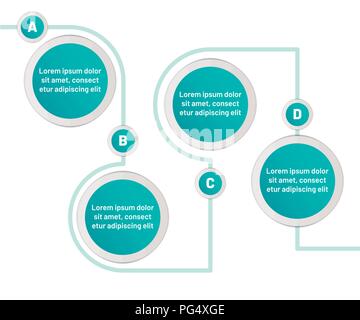 Infografik vier Schritt Vector Illustration. Kreise mit Text Stock Vektor