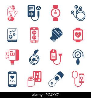 Digitale vektor Gesundheit sensor Symbole mit gezogenen Simple Line Art info Grafik fest, Flacher Stil Stock Vektor