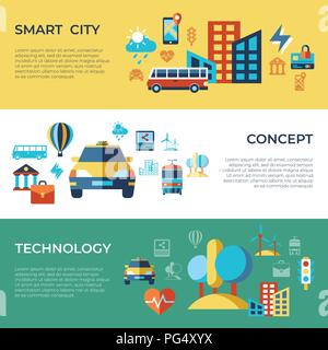 Digitale Vektor smart city Icons mit gezogenen Simple Line Art info Grafik fest, Flacher Stil Stock Vektor