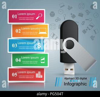 Usb-Symbol. Business Infografik. Stock Vektor