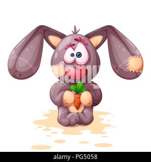 Plüsch hase Charakter. Crazy Abbildung. Stock Vektor