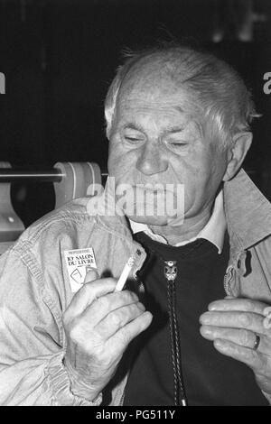 Der tschechische Schriftsteller Bohumil Hrabal an der Pariser Buchmesse - Salon du Livre Paris (Livre). Stockfoto