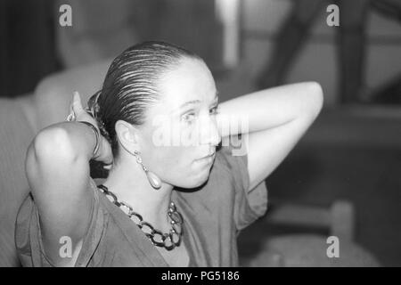 Die tschechische Sängerin Bara Basikova in Prag im Jahre 1990. Stockfoto