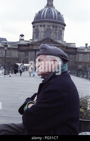 Der tschechische Schriftsteller Bohumil Hrabal in Paris im Jahre 1990. Stockfoto