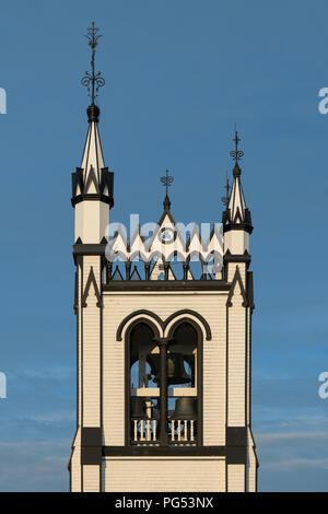 Glockenturm der St. John's Anglican Church auf Townsend Street in Lunenburg, Nova Scotia Stockfoto