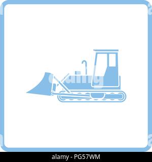 Symbol der Bau Bulldozer. Blauer Rahmen-Design. Vektor-Illustration. Stock Vektor