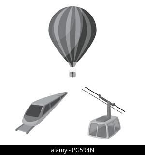 Verschiedene Arten von Verkehr monochrome Icons im Set Sammlung für Design. Auto und Schiff vektor Symbol lieferbar Abbildung. Stock Vektor