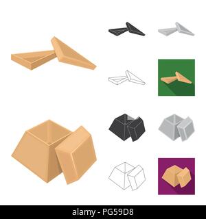 Verschiedene Felder Cartoon, schwarz, flach, monochrom, umriss Symbole im Set Sammlung für Design. Karton vektor Symbol lieferbar Abbildung. Stock Vektor