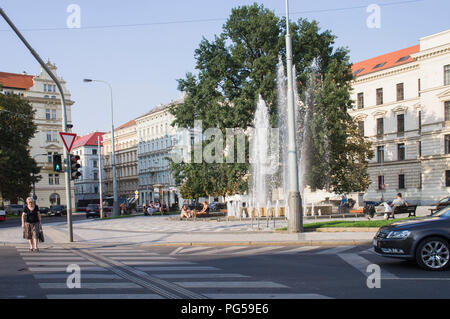 Ein Brunnen vor der Halle der Gerechtigkeit in der Kinski in Prag, Tschechische Republik, am Mittwoch, 22. August 2018. An diesem Ort war t eingestellt Stockfoto