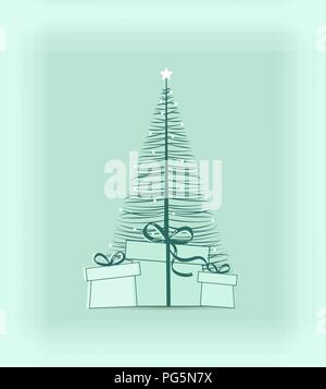 Blau dekorativer Weihnachtsbaum, Vektor Weihnachtskarte Stock Vektor