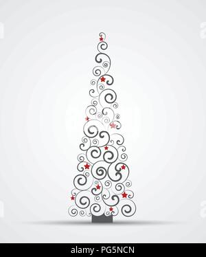 Schmücken einen Weihnachtsbaum mit Ornamenten, Weihnachtskarte Stock Vektor