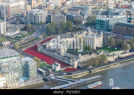 Blut fegte Länder und Meere von Rot, Tower von London Stockfoto