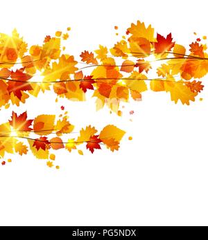 Ast mit Blätter im Herbst vector Hintergrund Stock Vektor